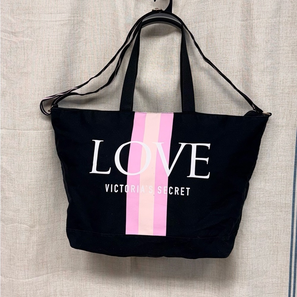 Victoria's Secret Black and Pink Tote Bag